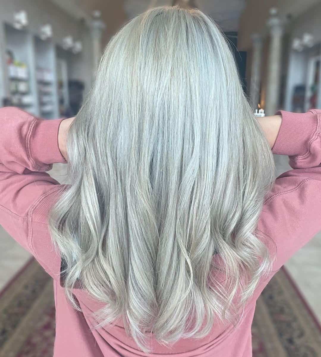 Voluminous Curly Grey Hair Look 