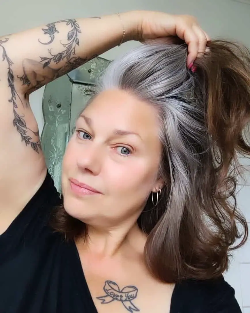 Voluminous Grey Hair Feminine Look 