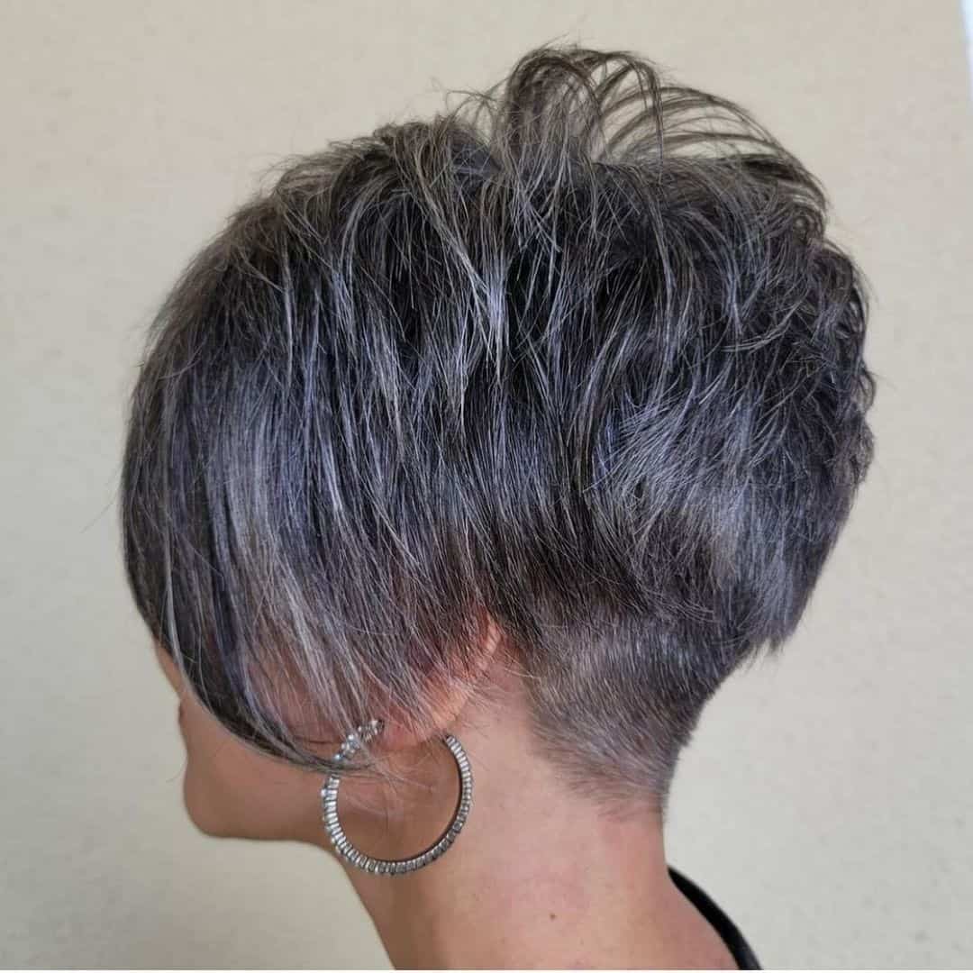 Voluminous Pixie Cut Grey Hair 