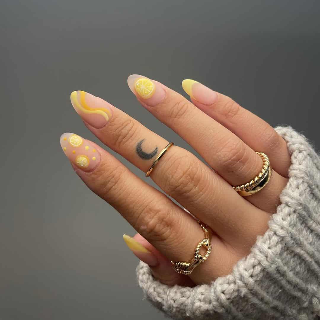 Yellow Short Almond Nails 