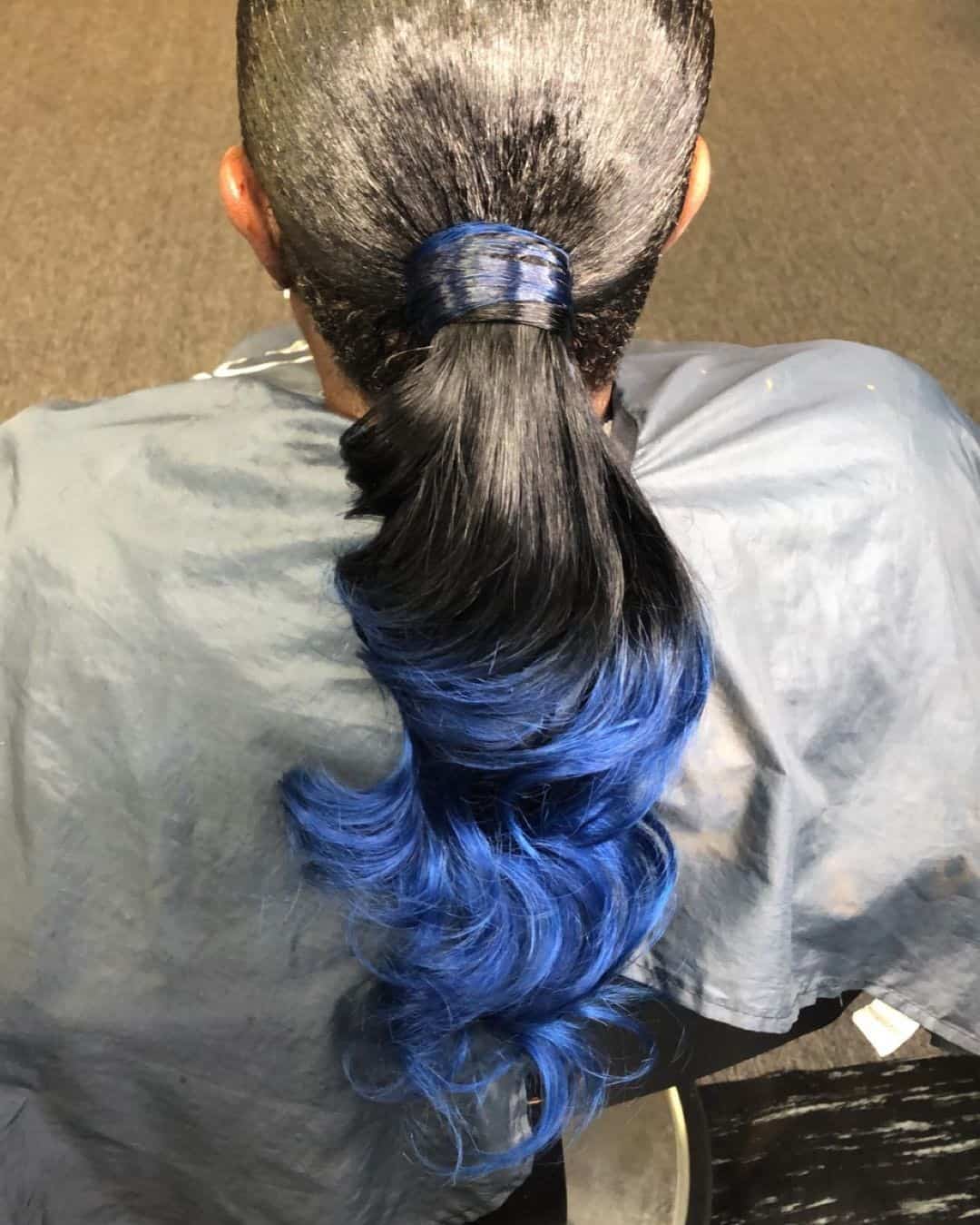 Black & Blue Messy Ponytail Hairstyles