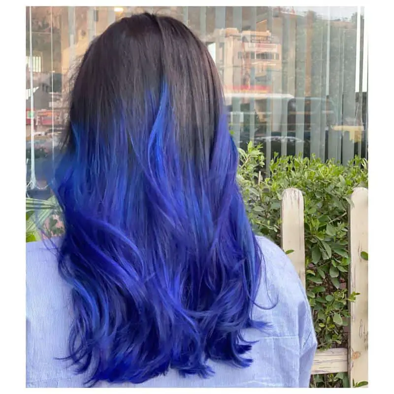 black hair blue highlights