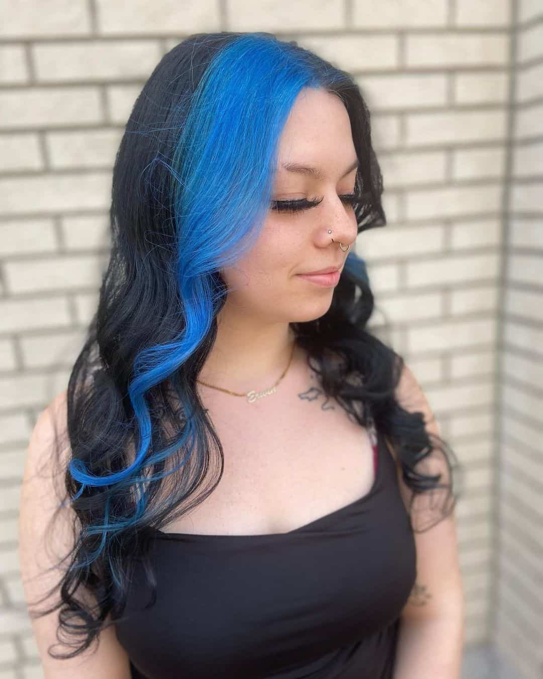 Embrace The Magnetic Beauty Of Blue Black Hair Trend  Hair color for black  hair Blue black hair color Blue ombre hair