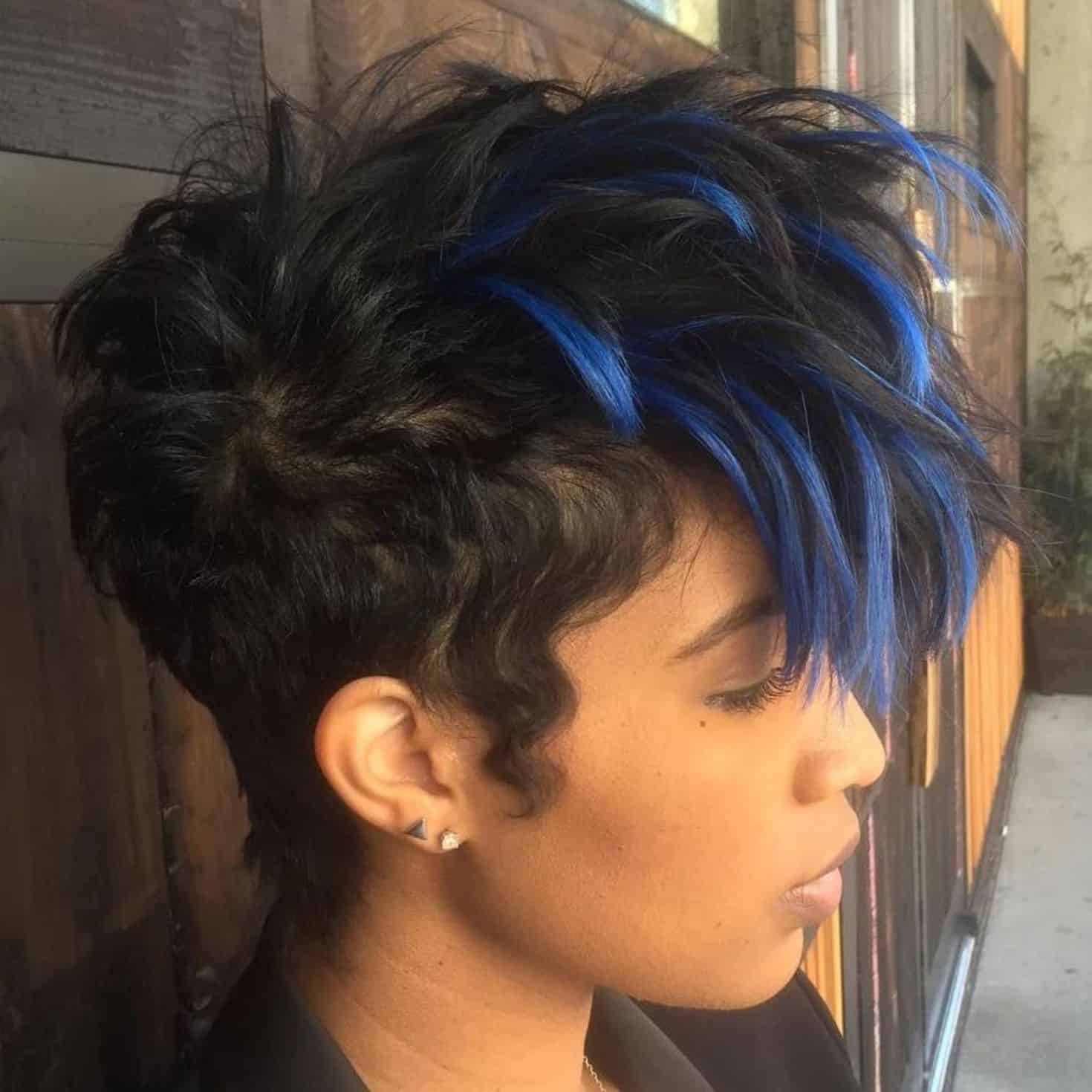 50+ Short Hairstyles For Black Women: 2022 Favorite Looks 41 Black Hair with Dark Blue Highlights 1