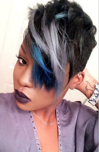 50+ Short Hairstyles For Black Women: 2022 Favorite Looks 42 Black Hair with Dark Blue Highlights 2