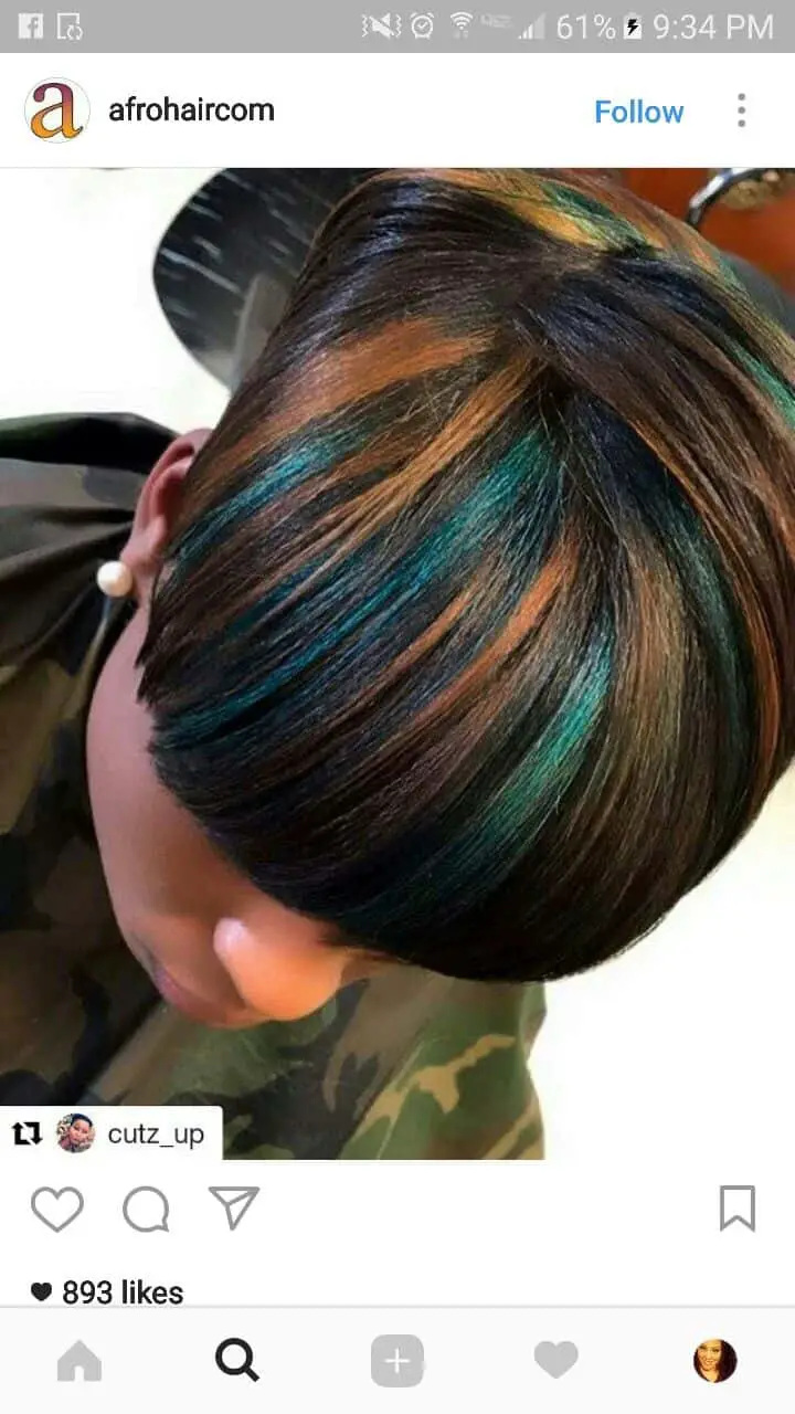 50+ Short Hairstyles For Black Women: 2022 Favorite Looks 43 Black Hair with Dark Blue Highlights 3
