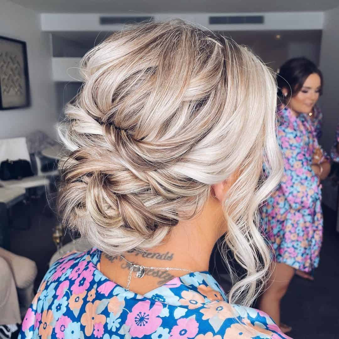 Blonde & Silverr Bun Updos For Short Hair