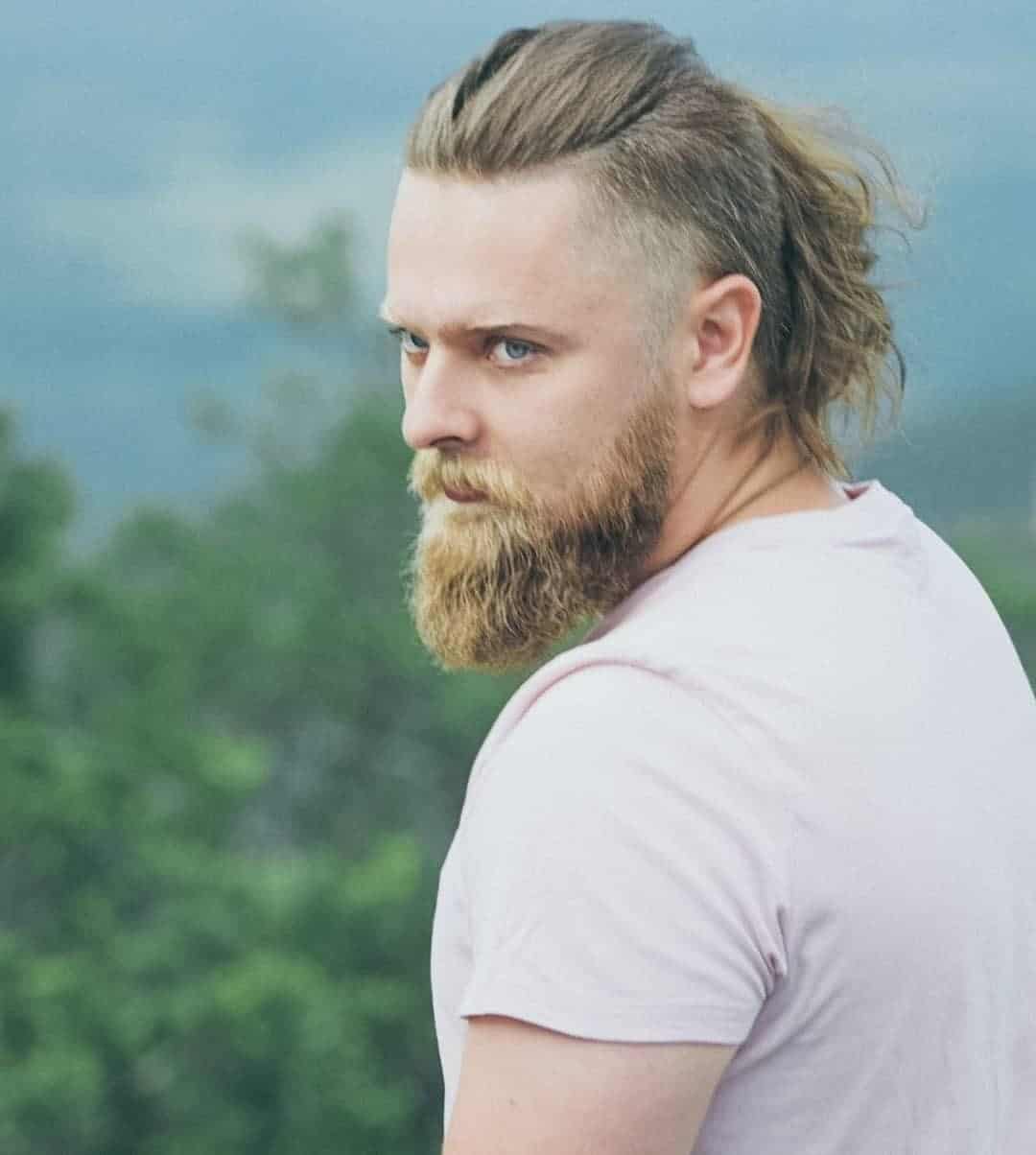 Blonde Slick Back Hair With A Beard Viking Style