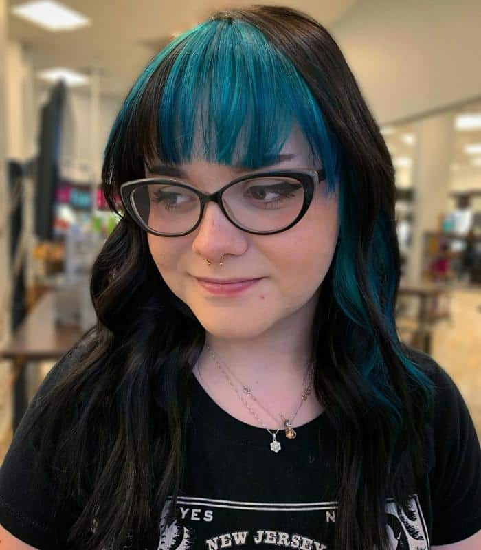 40 Best Blue Highlights on Black Hair Ideas (2023 Update) 26 Blue Bangs On Black Hair 2