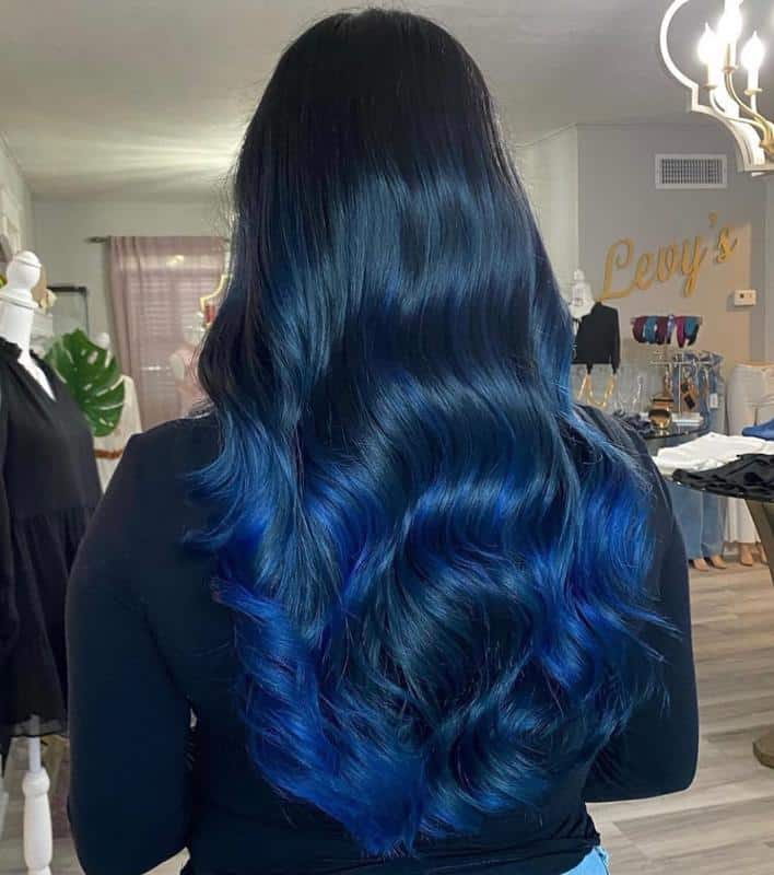 Blue Lowlights Under Black Hair 2