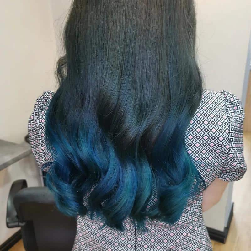 Blue Ombre On Black Hair 2