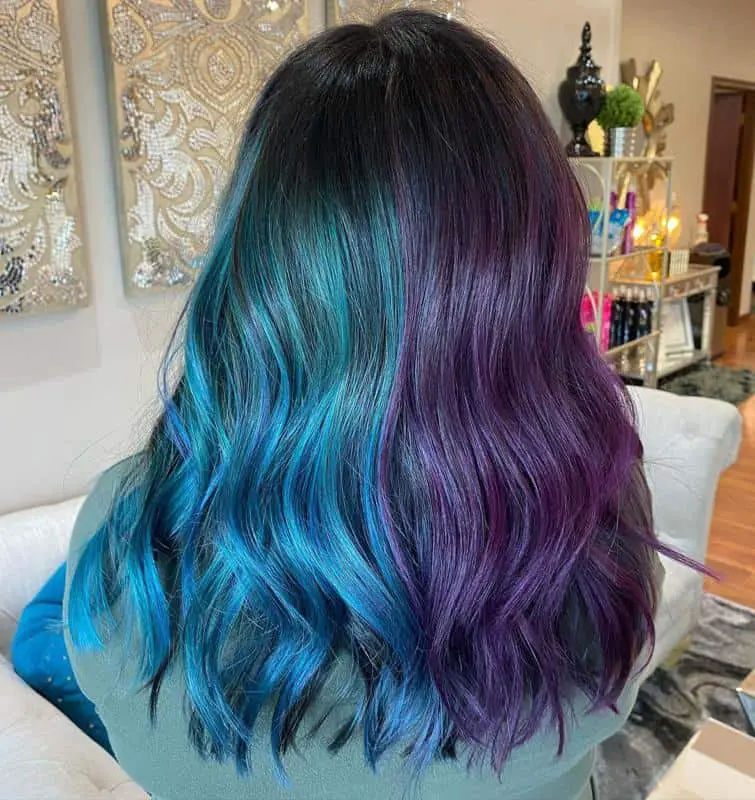 30+ Popular and Eye-Catching Purple and Blue Combination Hairstyles 10 Blue Side of a Purple Coin