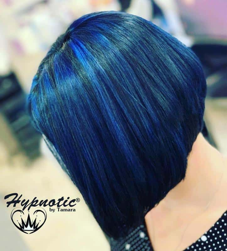 40 Best Blue Highlights on Black Hair Ideas (2023 Update) 7 Bob With Blue Highlights 1