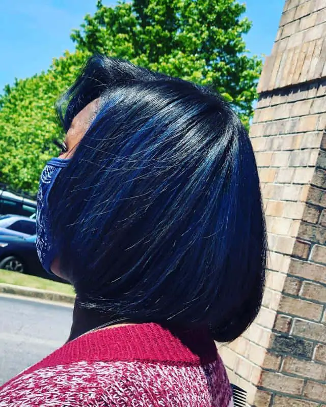 40 Best Blue Highlights on Black Hair Ideas (2023 Update) 9 Bob With Blue Highlights 3