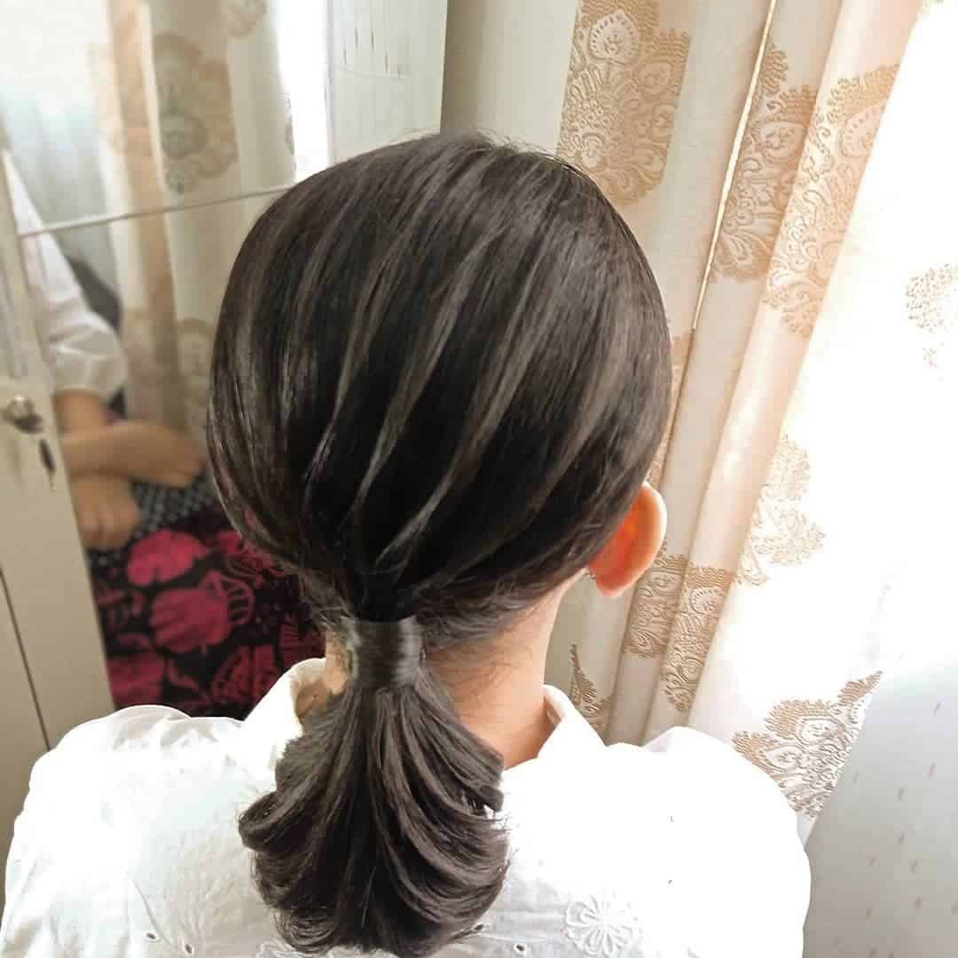 Brown Hair Simple Ponytail Updo