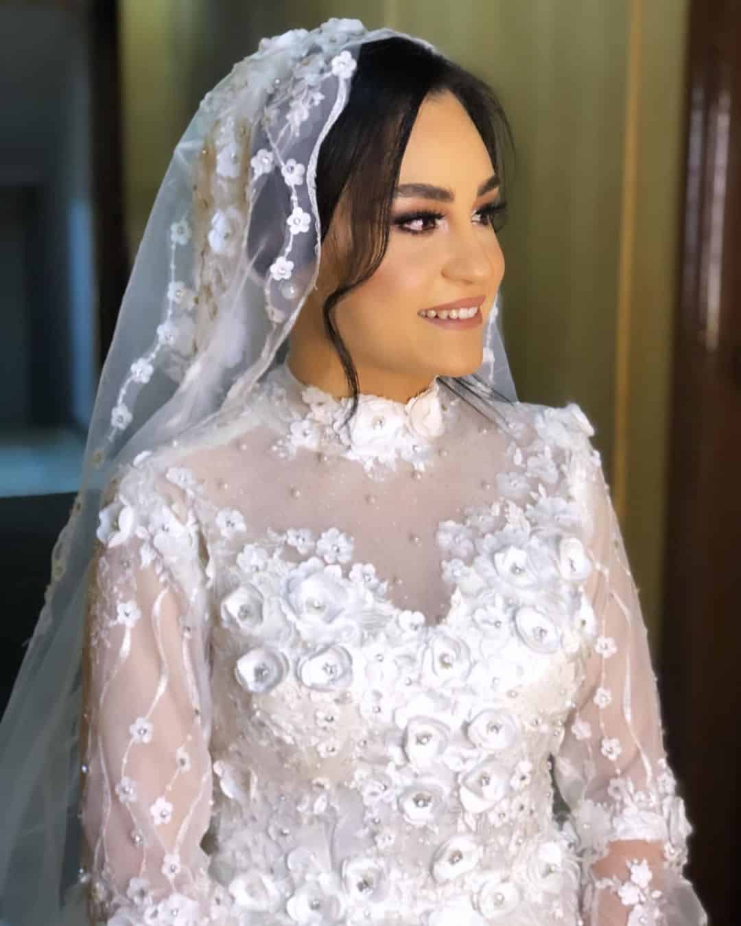 Brown Hair Wedding Hairstyle With Veil