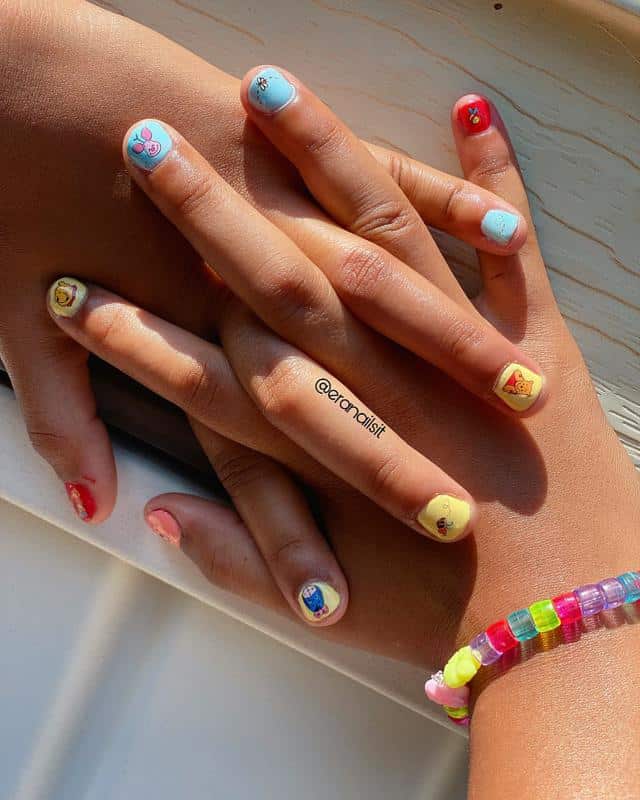 100+ Best Cute Nail Ideas for Kids (2023 Update) 33 Cartoon Nails for Kids 3