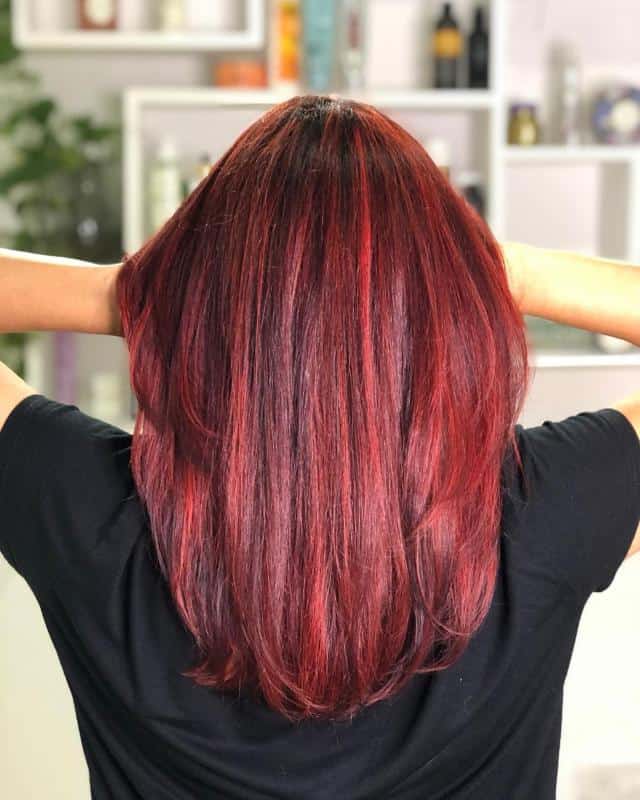 Red Highlights on Brown Hair: 40+ Most Trendy Ideas to Try Out 9 Cherry Red Highlights on Chocolate Brown Hair 2