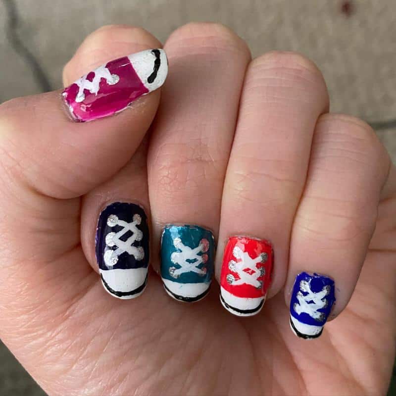 100+ Best Cute Nail Ideas for Kids (2023 Update) 45 Converse Nails for Kids 1