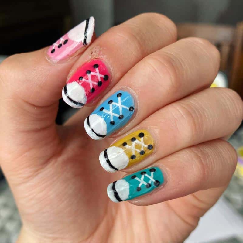 100+ Best Cute Nail Ideas for Kids (2023 Update) 47 Converse Nails for Kids 3