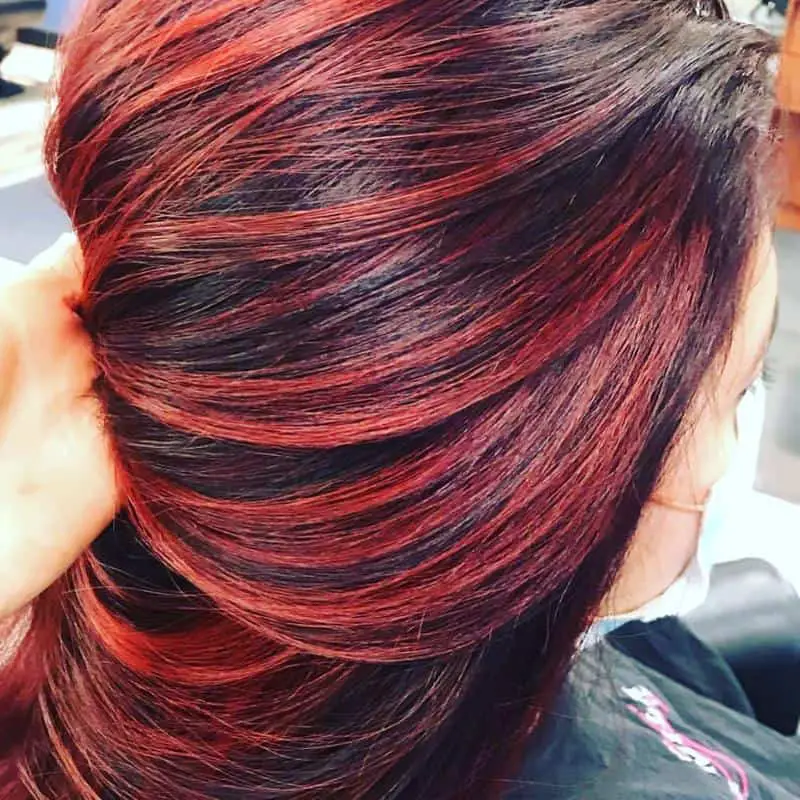 Copper highlights on brown hair