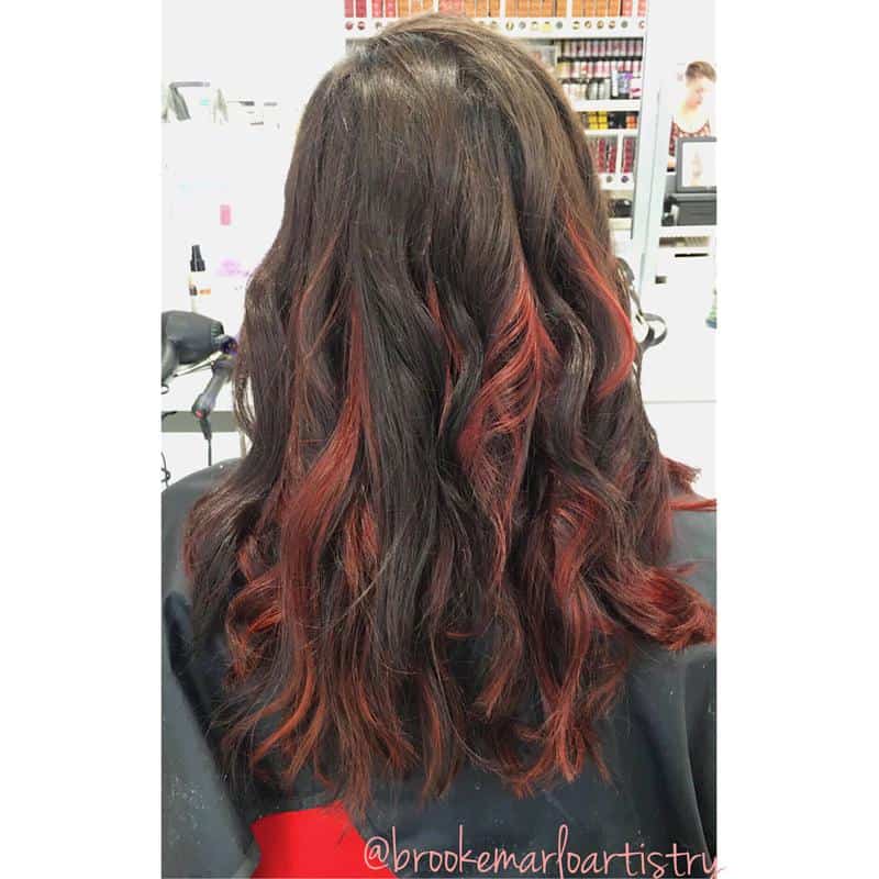 Red Highlights on Brown Hair: 40+ Most Trendy Ideas to Try Out 24 Crimson or Vermilion highlights 2