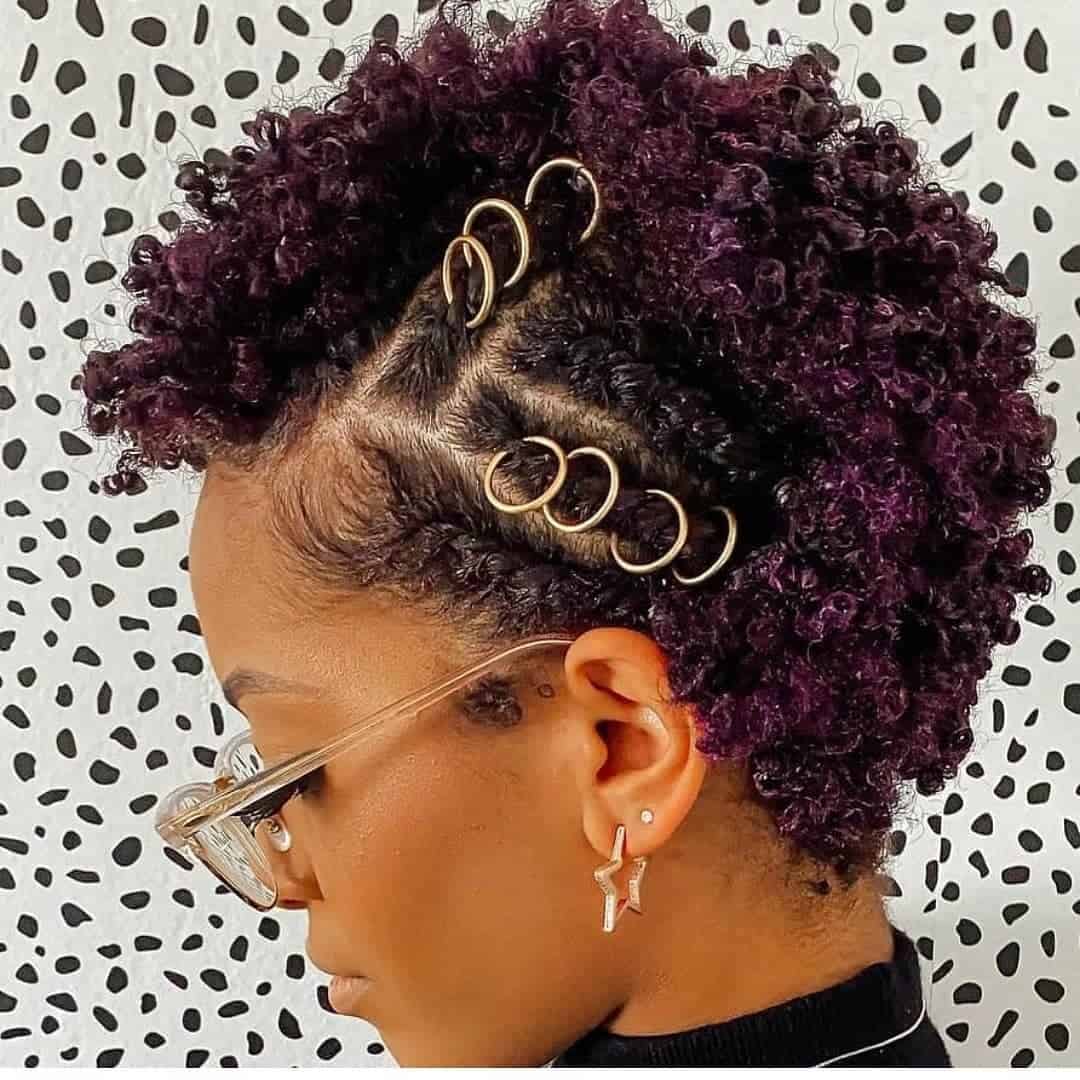 Curly (Natural Hair) + Decorated Taper Haircut For Black Women 4
