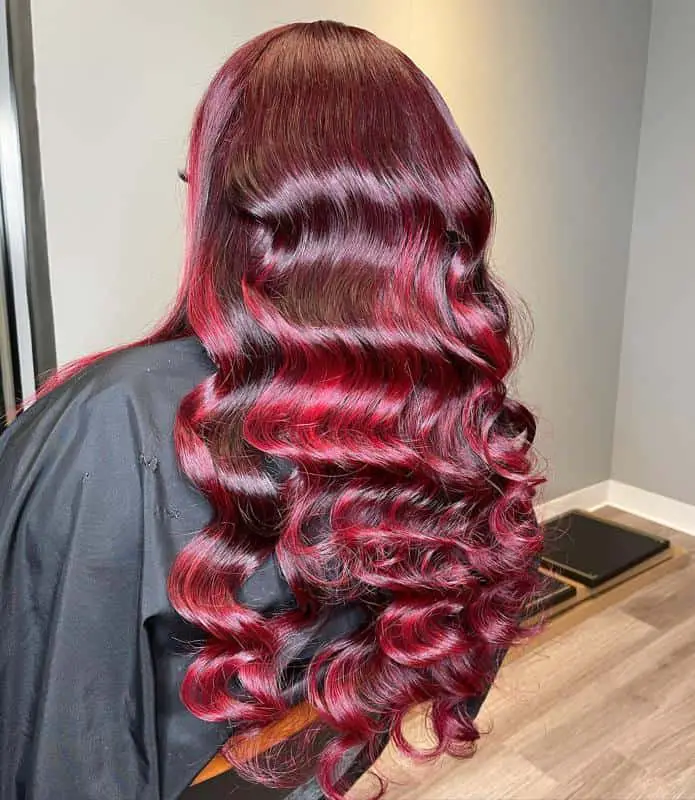 Curly Burgundy Balayage