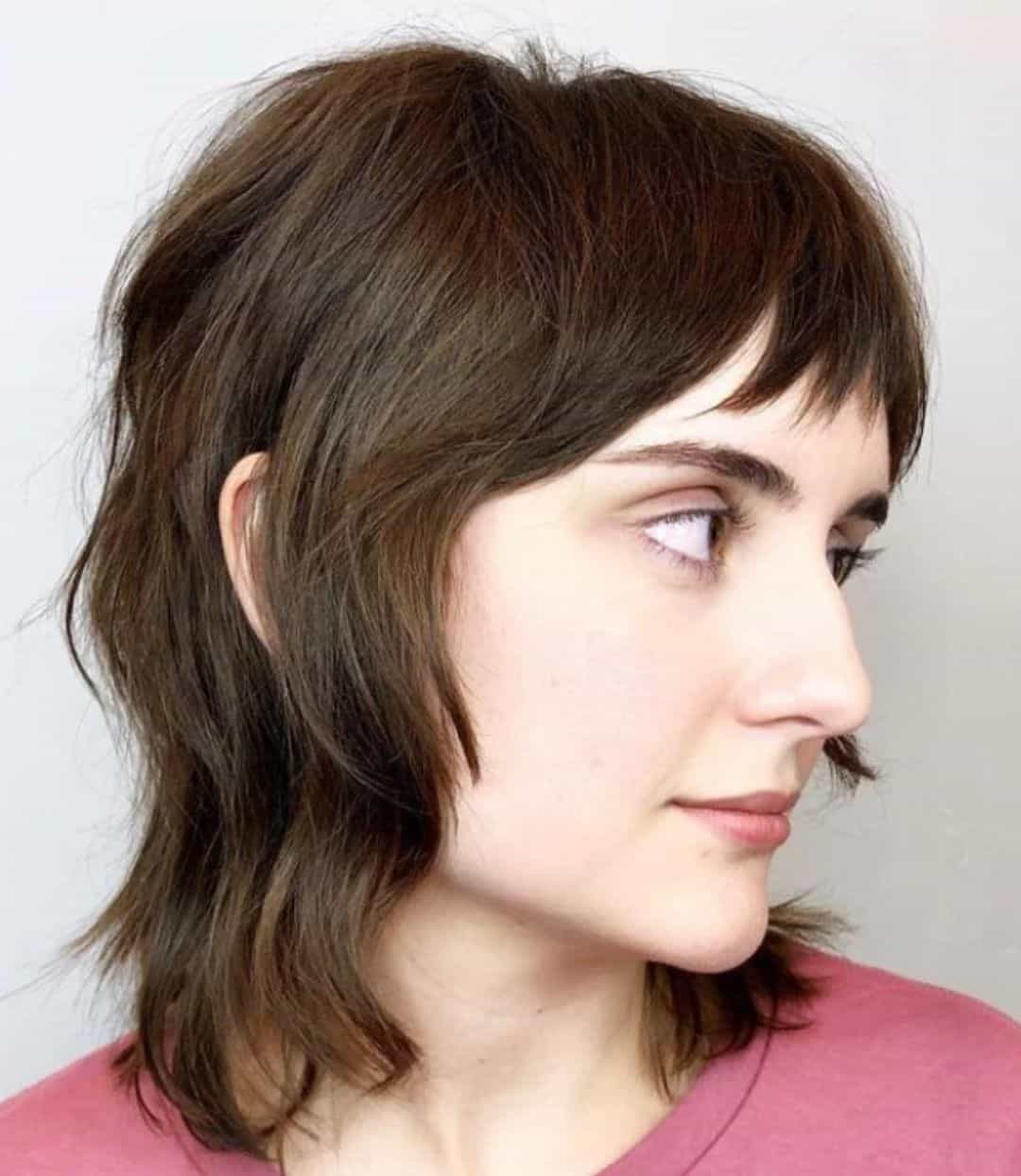 Dark Brown Wolf Haircut Idea