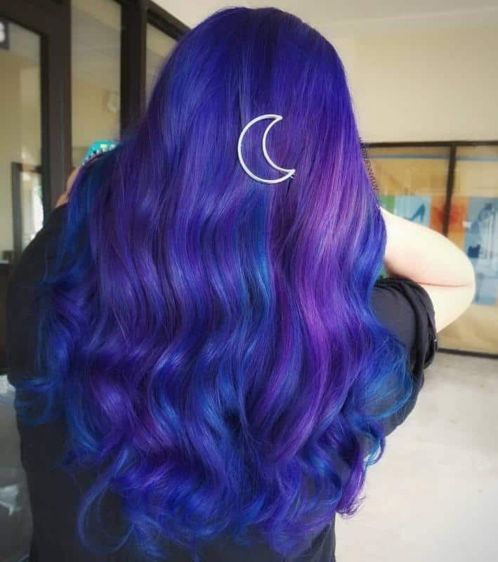 30+ Popular and Eye-Catching Purple and Blue Combination Hairstyles 6 Dark Blue Hair With Purple Highlights 2