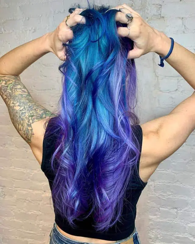 30+ Popular and Eye-Catching Purple and Blue Combination Hairstyles 7 Dark Blue Hair With Purple Highlights 3