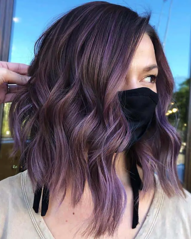 30+ Popular and Eye-Catching Purple and Blue Combination Hairstyles 25 Dusty Mauve Purple Highlights