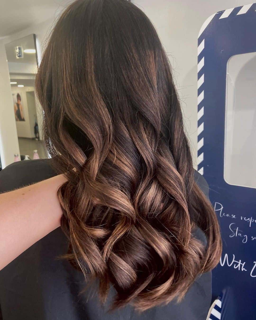 Elegant Curls Balayage For Dark Hair