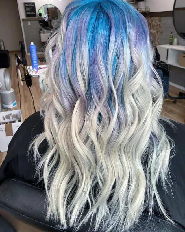 30+ Popular and Eye-Catching Purple and Blue Combination Hairstyles 33 Frozen Cascades