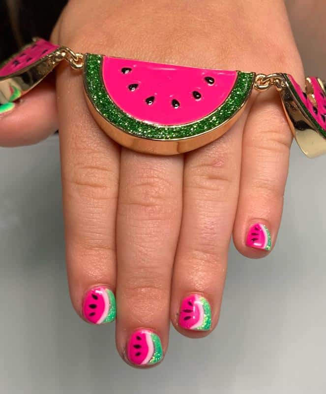 100+ Best Cute Nail Ideas for Kids (2023 Update) 16 Fruit Print Nails for Kids 1