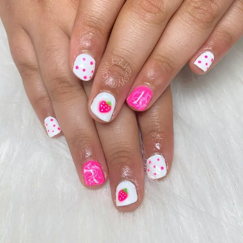 100+ Best Cute Nail Ideas for Kids (2023 Update) 18 Fruit Print Nails for Kids 3
