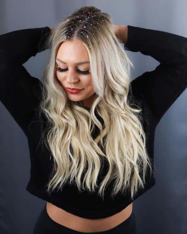 50+ Dark Roots with Blonde Hair Ideas (2023 Update) 13 Glitter Roots 2
