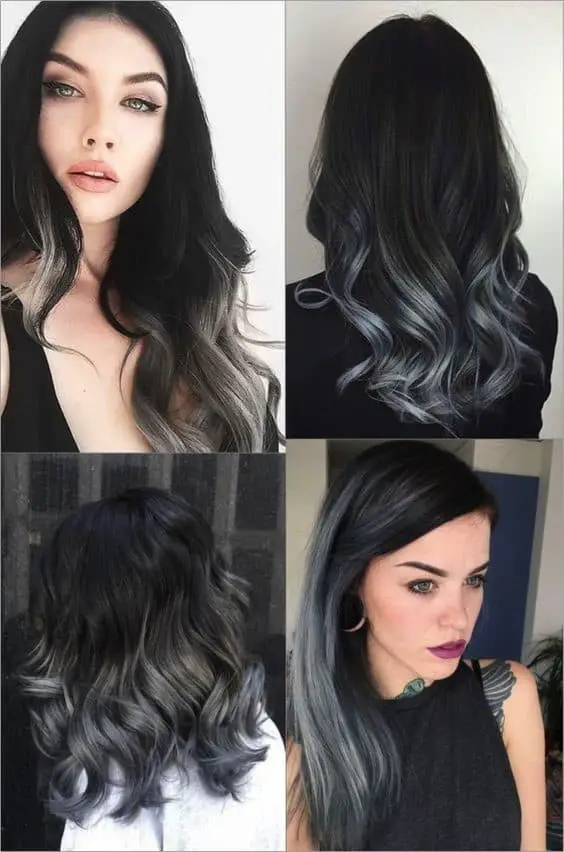 30+ Gorgeous Grey and Silver Highlights on Black Hair (2023 Update) 19 Gothic Grey on Black Hair
