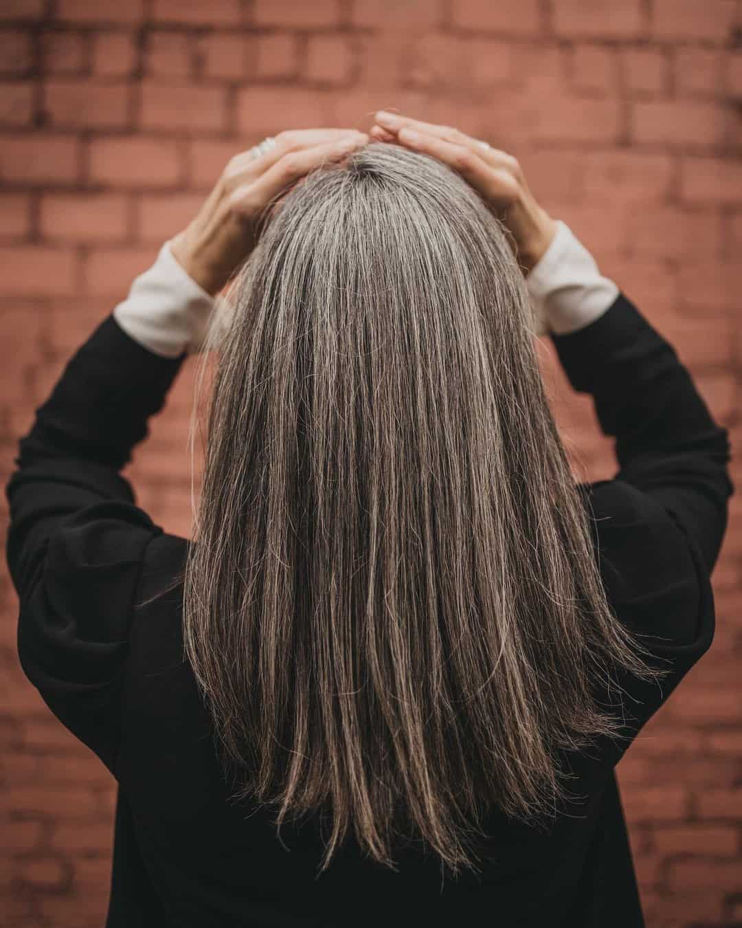 Gray Hair With Natural Roots 