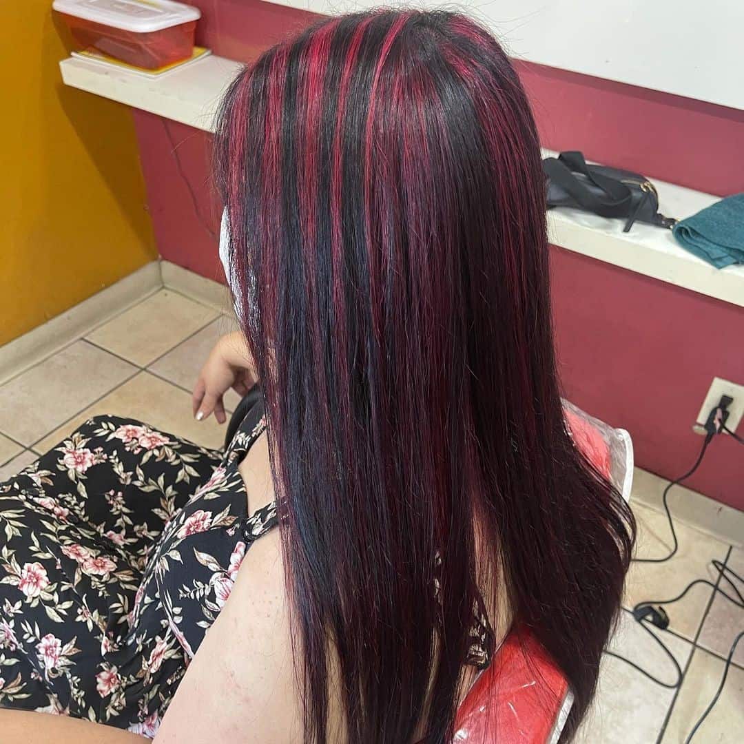 Half Red Highlights On Black Hair