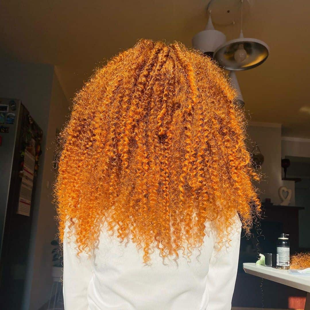 Hot Orange Crocheting Hair Style