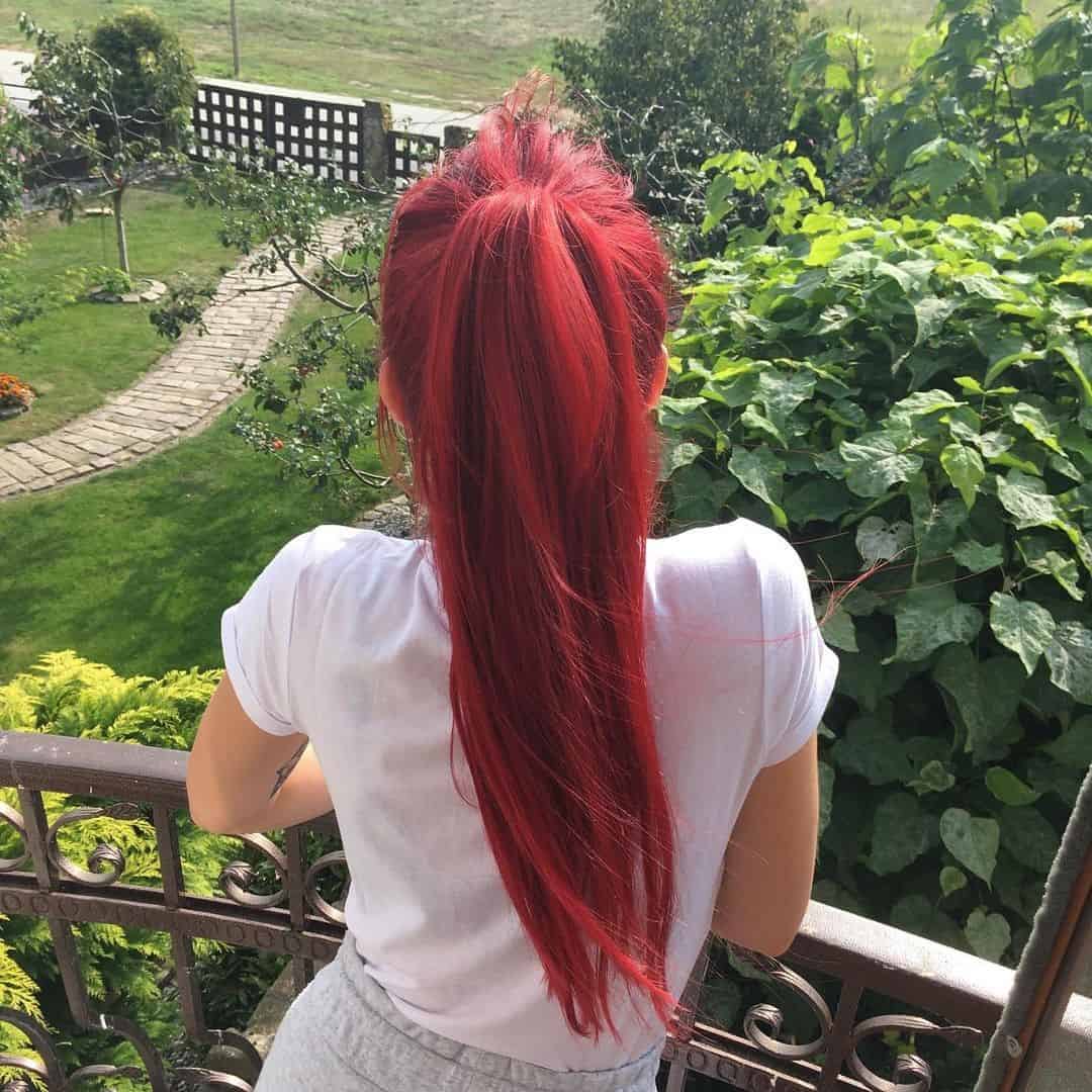 Hot Red Messy Ponytail Hairstyles