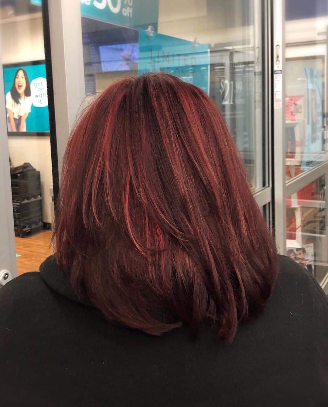 Layered Look Red Highlights On Black Hair
