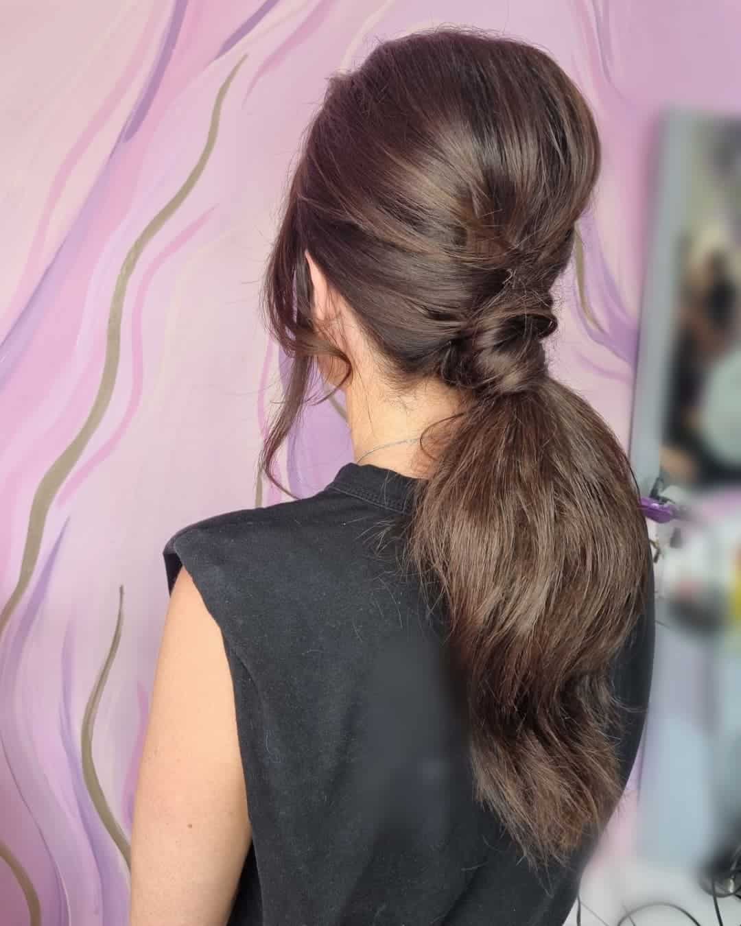 Long Brown Messy Ponytail Hairstyles