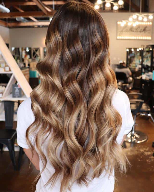 Long Espresso Curls And Brown-Blonde Gradient Shades 1