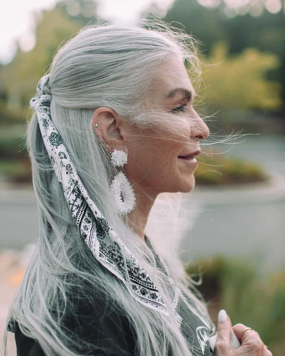 Long Hair Gray Look For Mature Women