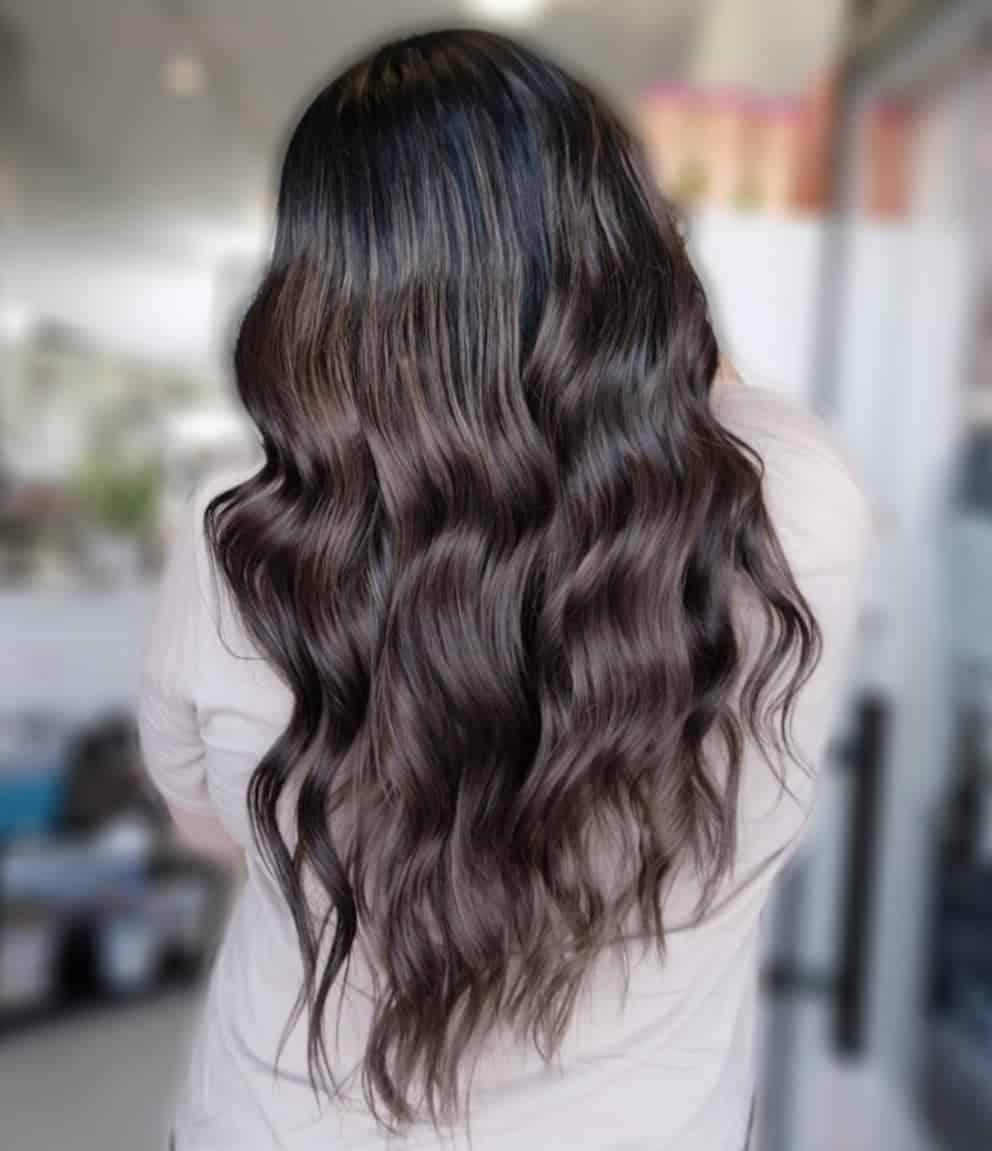 Long & Natural-Looking Balayage For Dark Hair