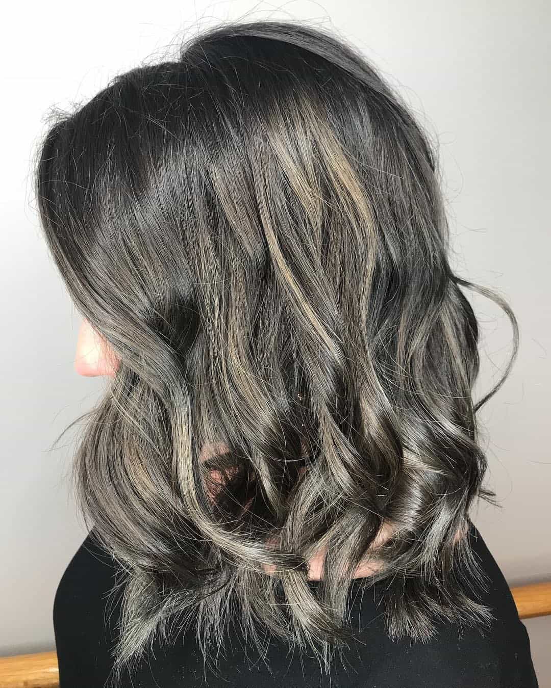 30+ Gorgeous Grey and Silver Highlights on Black Hair (2023 Update) 12 Metallic Grey Highlights