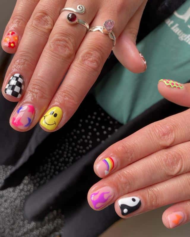 100+ Best Cute Nail Ideas for Kids (2023 Update) 93 Mixed Prints Nails for Kids 1