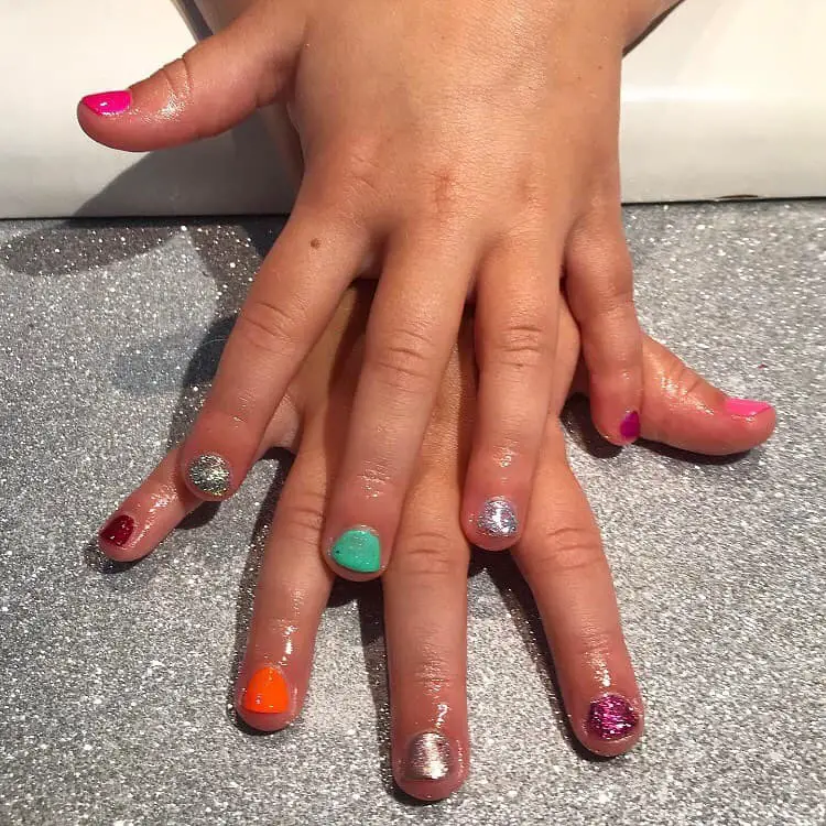 100+ Best Cute Nail Ideas for Kids (2023 Update) 37 Multi-Colored Nails for Kids 1